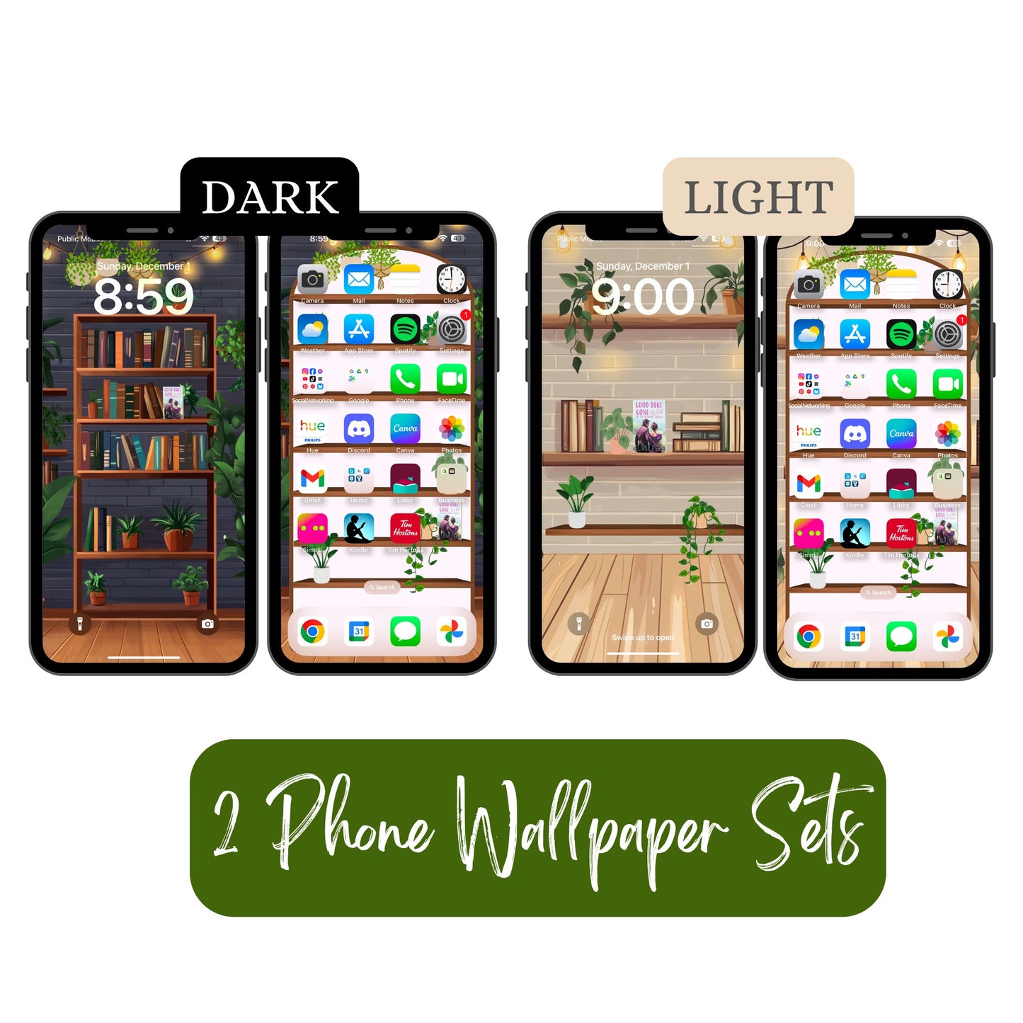Phone Wallpaper homescreen and Lockscreen Bookshelves Histrom