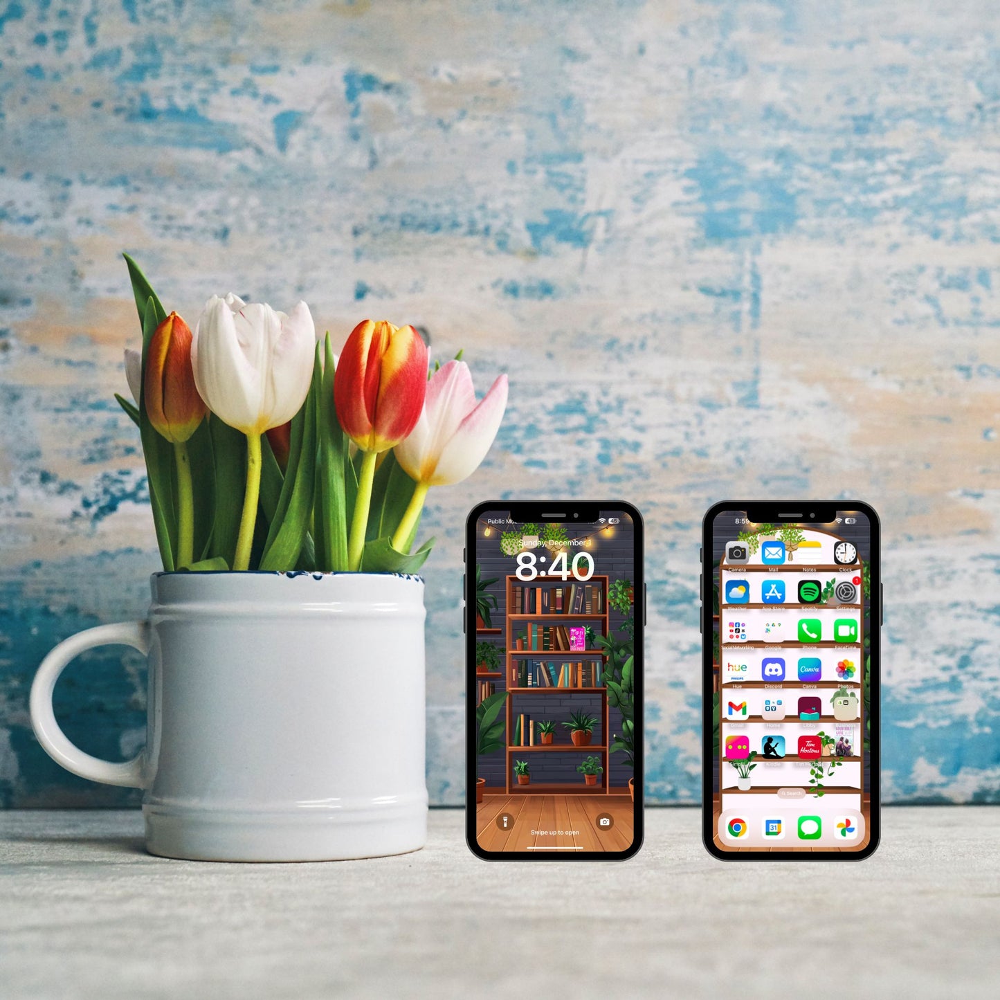 Phone Wallpaper homescreen and Lockscreen Bookshelves Histrom