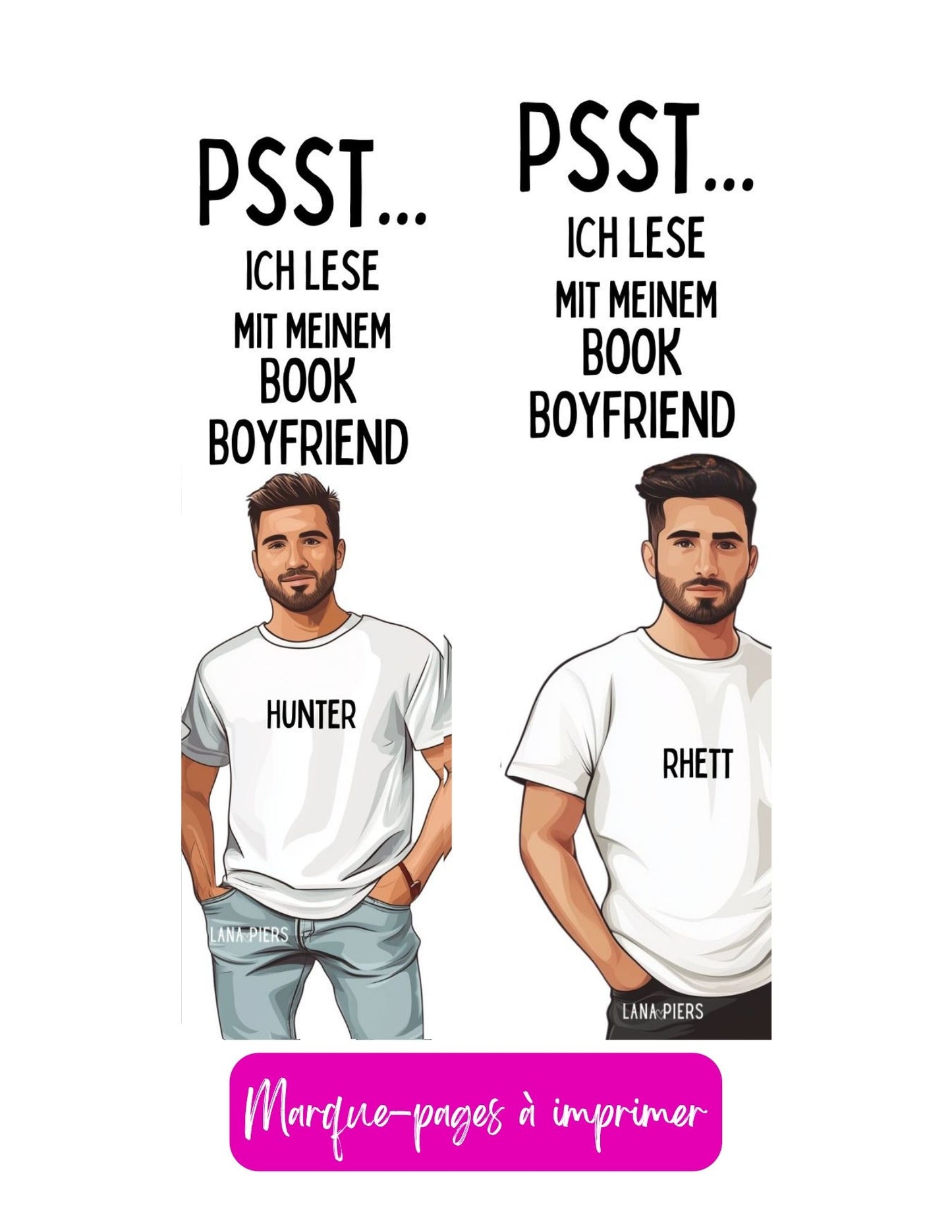 Druckbare Lesezeichen mit deinen Book Boyfriends (Hunter & Rhett)