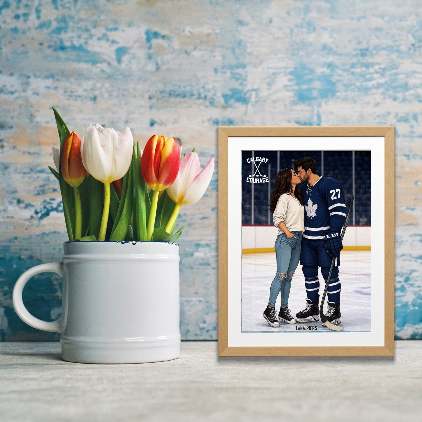 Digital Artwork Fake Puck, Real Love — Callie & Maddox 🏒💙