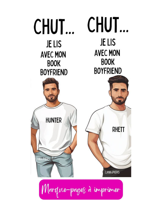 Mon Héros de Livre – Book Boyfriend Printable Bookmarks (Hunter & Rhett)