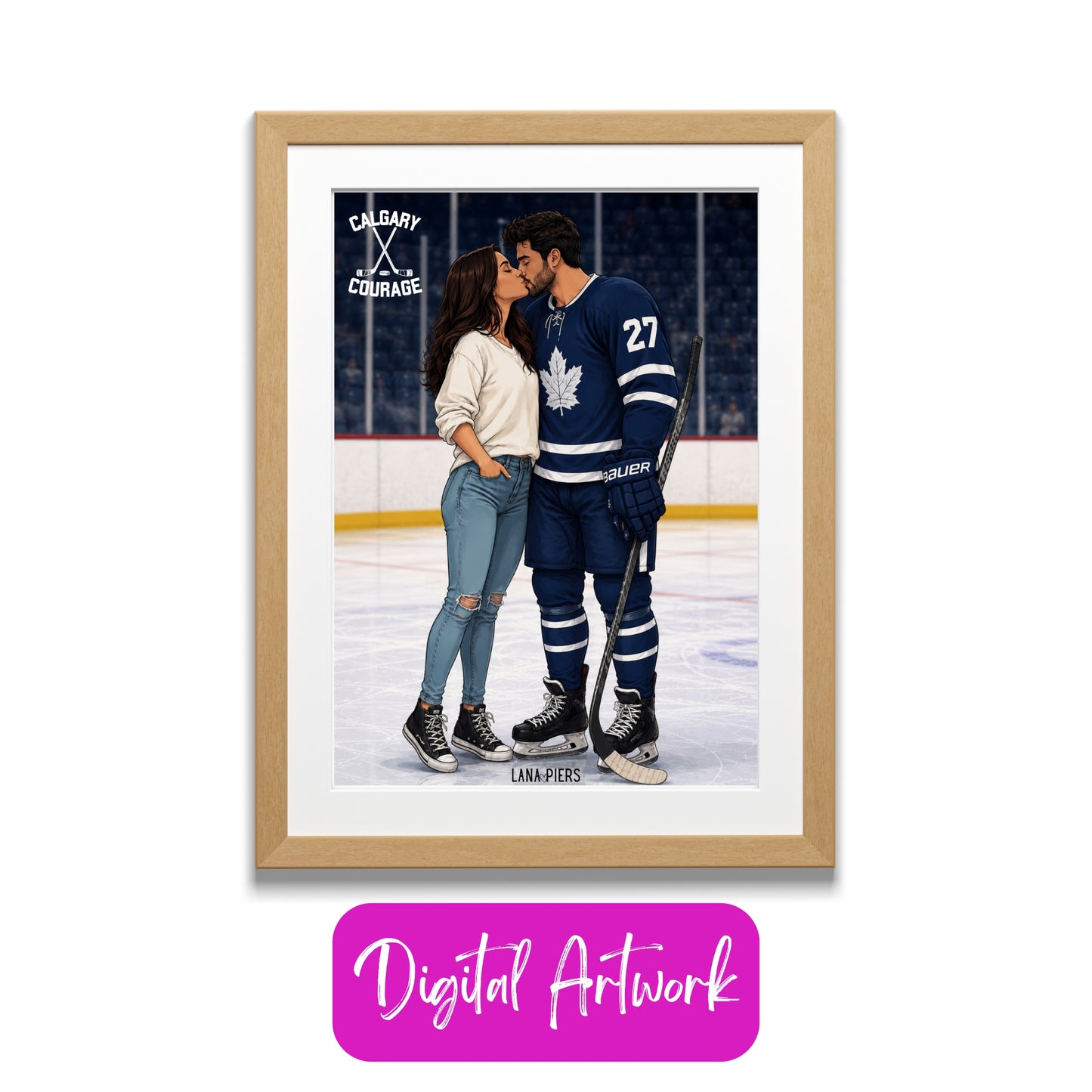 Digital Artwork Fake Puck, Real Love — Callie & Maddox 🏒💙