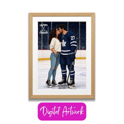 Digital Artwork Fake Puck, Real Love — Callie & Maddox 🏒💙